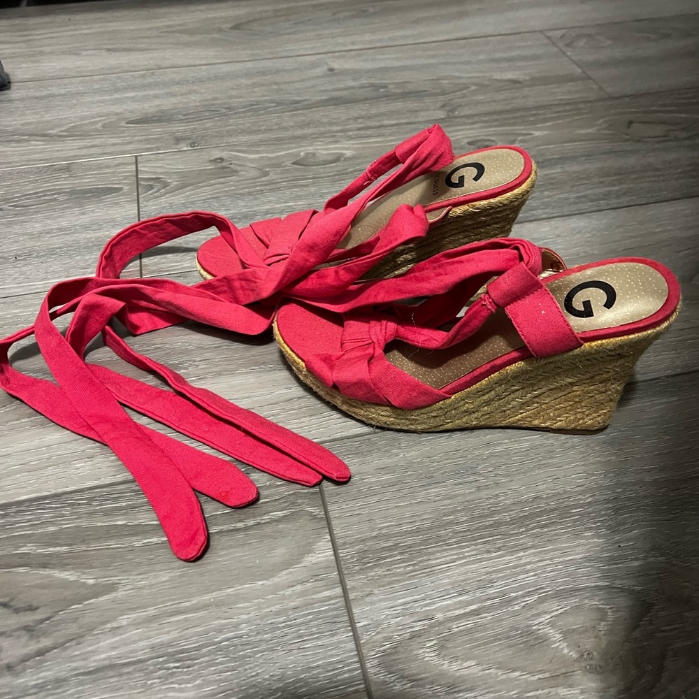 G by Guess Pink Espadrille Wedges